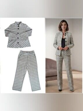 Habitat Houndstooth Blazer & Pants Set Gray Black Coordinated Suit Size Small